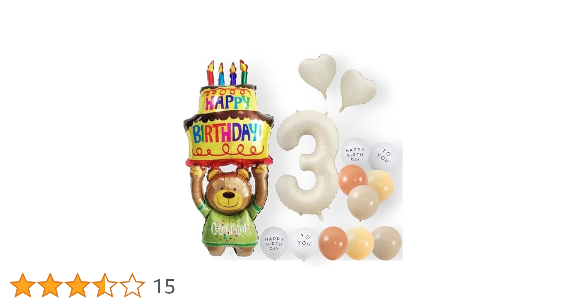 FUMA BIRTHDAY 誕生日 セット Amazon | 【風船屋】3歳 くま HAPPY BIRTHDAY 誕生日用飾り付け