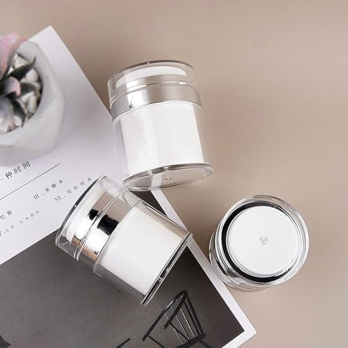 8 Pcs Airless Cream Jar, 0.5 Oz Vacuum Bottle, Portable Refillable Cosmetic Container, Moisturizer Container for Creams, Gels & Lotions, Skincare Cream 6
