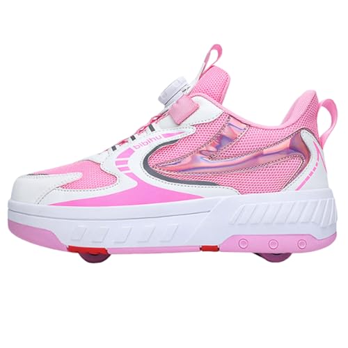 Kraftpaid Zapatillas de Skateboarding Niñas Niños,Zapatillas Deportivas al Aire Libre con 4 Ruedas Retráctil,2 en 1 Zapatillas con Ruedas,2 en 1,Comodidad,para Regalos de cumpleaños y Navidad