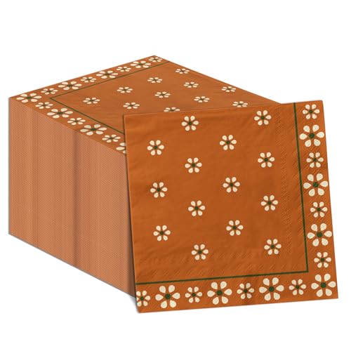 Platos De Barro Mexicanos Paper Napkins,Cielito Lindo Party Decoration 48pcs Terracotta Clay Mexican Napkins Disposable for Mexican Theme Party Decorations