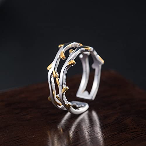 Bague ajustable femme en argent S925 cadeau idéal style rétro nature