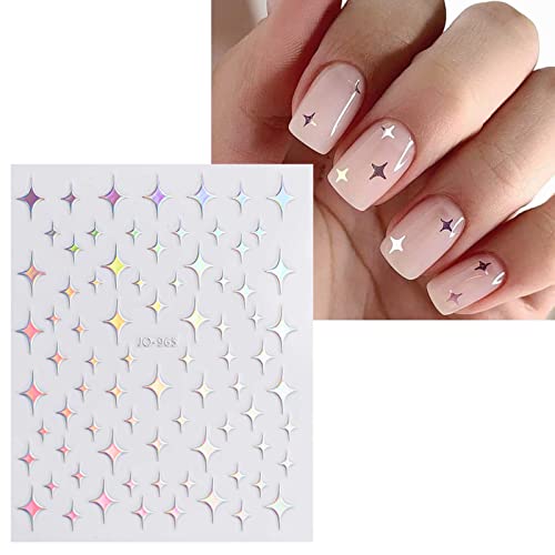 Jmeowio 12 Sheets Aurora Nail Art Stickers Decals Self-Adhesive Pegatinas Uñas Glitter Holographic Star Heart Nail Supplies Nail Art Design Decoration Accessories thumb #2