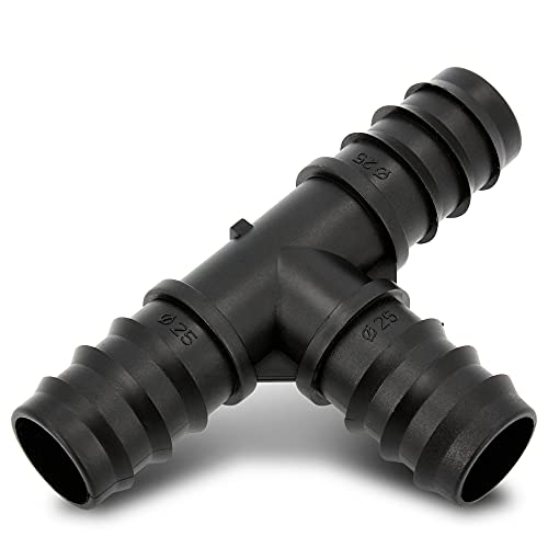 BRADAS® T-Stück Schlauchverbinder 25x25x25 mm 10-er Set | Schlauch Fitting Zubehör Für Tropfschlauch Perlschlauch T-Verteiler T-Steckverbinder | Schlauchanschluss Bewässerung System Anschluss Kit