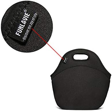 PAWHITS Black 4mm Neoprene Lunch Bags for Men Large Insulated Tote Bag with Zipper for Adults Women Kids Boys
