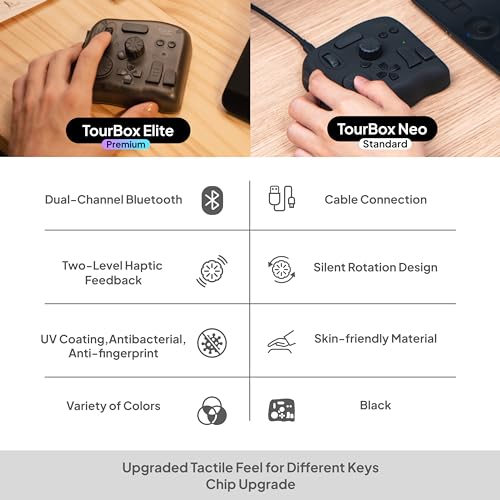Image of TourBox Elite, Bluetooth Video Editing Controller, Photo Editor Shortcut Keyboard, Haptic Touch, Connect to 2 PCs, Photoshop Lightroom Premiere Illustrator Davinci Resolve After Effects Final Cut Pro