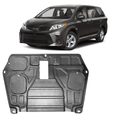 Image of Front Engine Splash Shield for Toyota Sienna 2011-2020 Engine Guards Mud Flaps Suitable for Sienna Under Engine Cover Directly Replace Original One Black