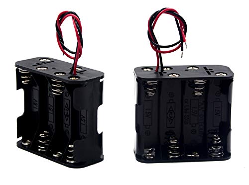 LampVPath (Pack of 2 8 AA Battery Holder, 12V Battery Holder with Leads-Double Layers (Each Layer...