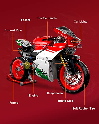Dovob Motorcycle V4 Model Building Blocks Set, 803 Pieces Bricks, Build A Stylish Motorbike Display Model, Collectible Building Kit For Kids Or Adults #TOP5