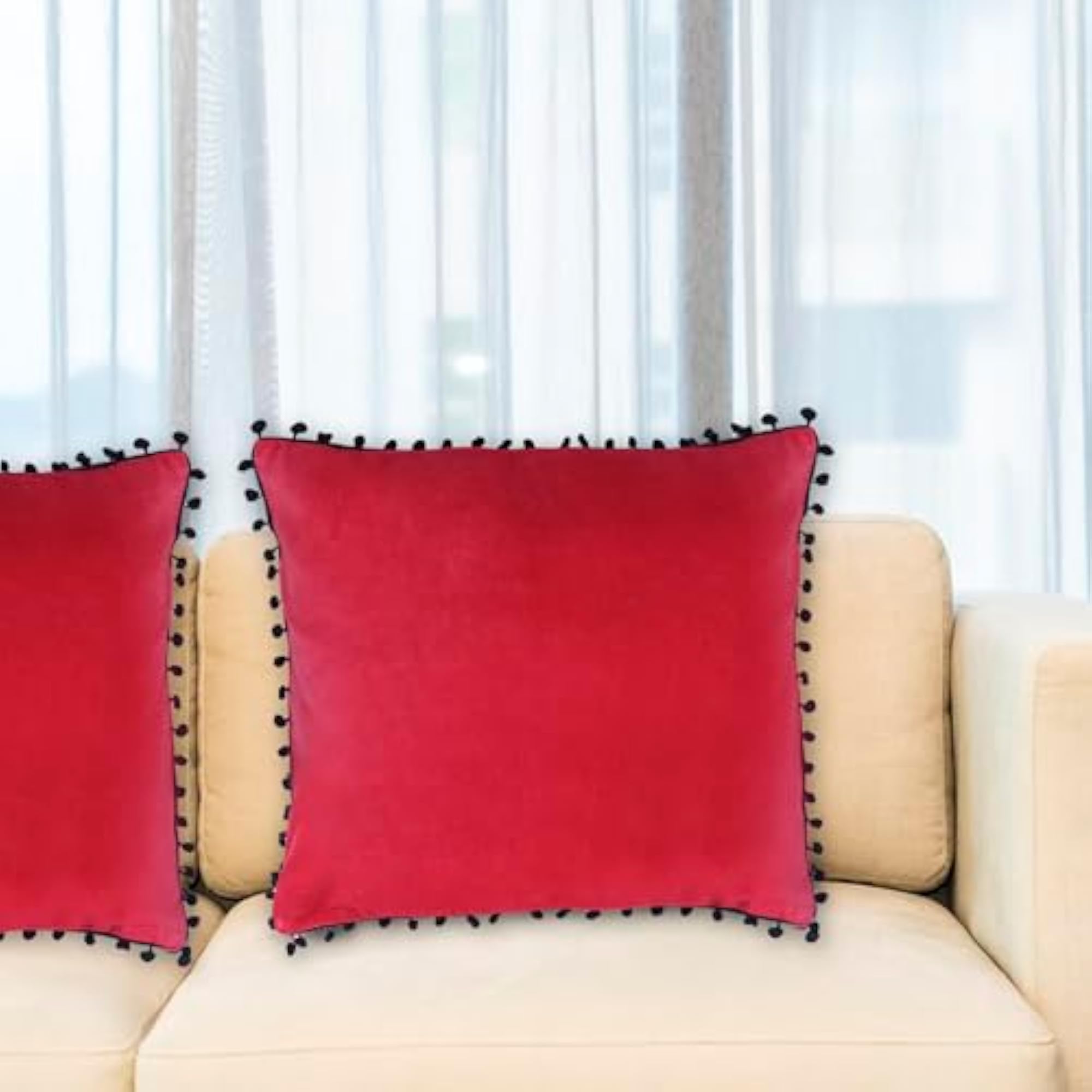 Pack of 5 Red Decorative Throw Pillow Covers
