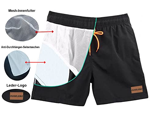 Ougelebo Badehose Herren Badeshorts Herren Kurz Männer Schnelltrocknend Kurze Schwimmhose Strandhose Swim Bade Shorts Man Denim Blue L 5