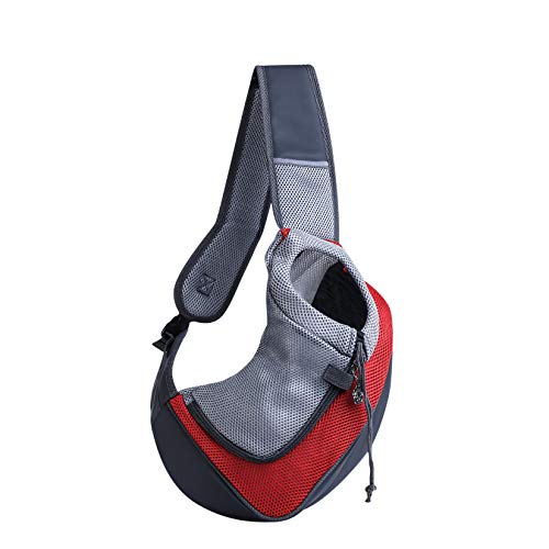 Portabebés para mascotas, manos libres, bolsa pequeña para mascotas con bolsillo frontal, bolsa de transporte para gatos y perros con red transpirable, viajes al aire libre, caminando