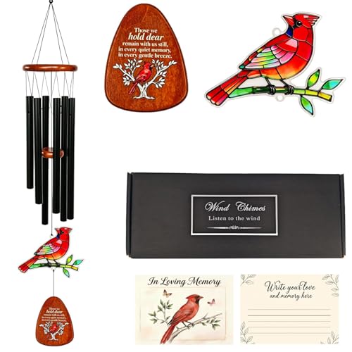 Cardinal Wind Chimes for Outside Memorial Wind Chimes for Loss of Loved One