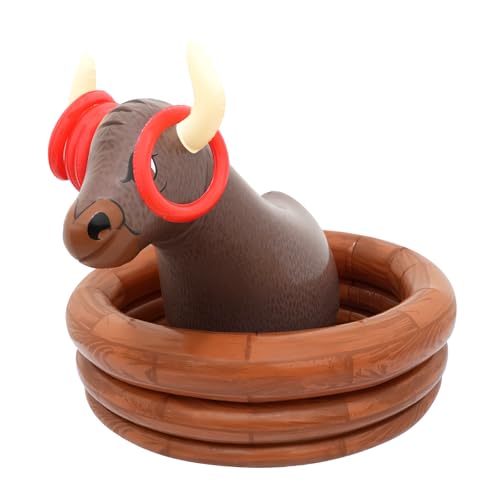 Inflatable Water Bull Ice Bucket with Rings Toss,Bull Cooler Beverage Serving Container Christmas Decorations Party Supplies for Beach Pool Barbecue Camping Interactive Gamesch