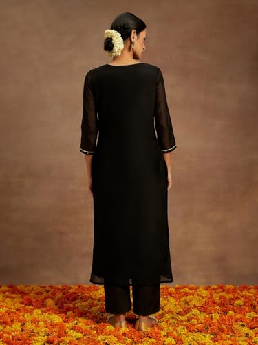 Image of Libas Woven Design Silk Blend Straight Kurta