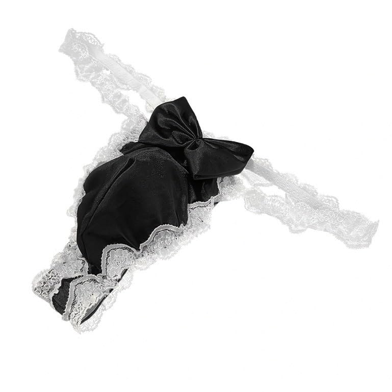 Men‘s Lace Low Waist Sexy Bowknot Thongs Cute Thong gag Gift One Size Underwear G-Strings2