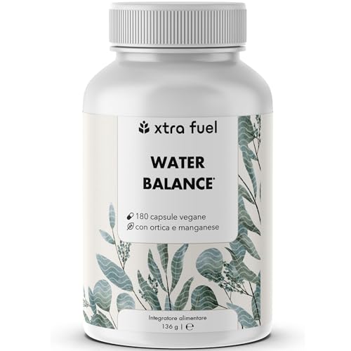 Complesso Water Balance - 180 compresse vegane ad alto dosaggio per la formazione del tessuto connettivo - Capsule di ortica con foglie di vite rossa, ippocastano, magnesio e manganese