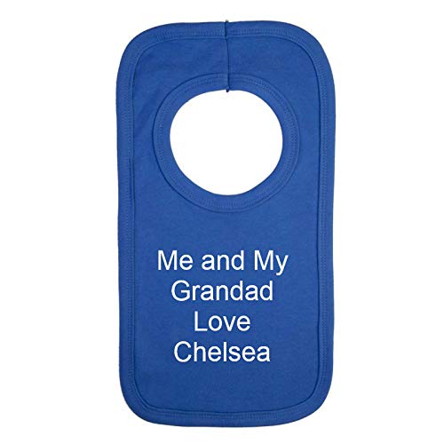 Personalised Chelsea Football Style Baby Bib - Me and My Grandad Love - Beautifully Embroidered Gift