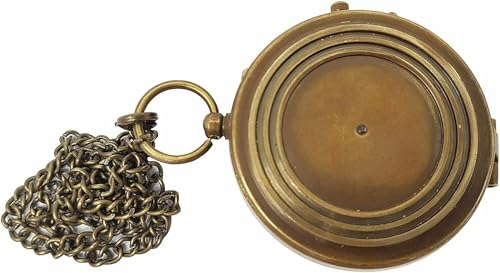 Brújula de bolsillo náutica de latón antiguo con estuche de cuero para camping y senderismo miniatura 2
