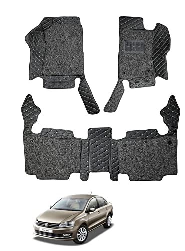 Image of Auto Hub Premium 7D car mat Vento, Luxury Double-Stich 7d Car Floor Mat Complete Set, 100% Waterproof and Washable, Color : Black