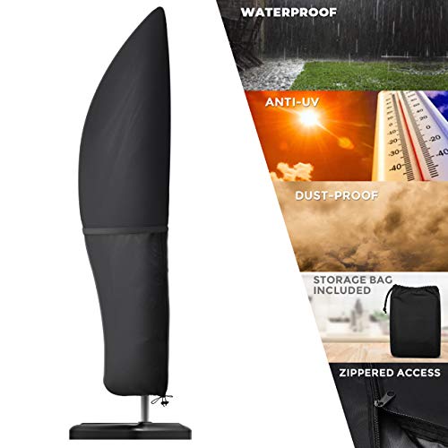 OMORC Cubierta de Sombrilla de Patio, Cubierta para Sombrillas para Exteriores, Resistente al Agua, con Cierre, Apto para 7 pies a 11 pies (Negro)