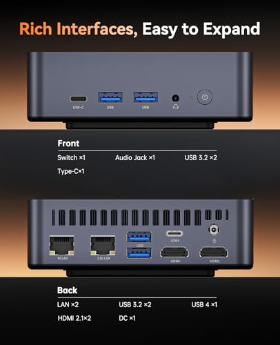 KAMRUI Mini Gaming PC Dual LAN, AMD Ryzen 9 6900HX (up to 4.9 GHz), 16GB DDR5 4800 MHz 512GB M.2 NVMe PCIe SSD, Mini Desktop Computer with USB 4, DP, 2 HDMI 2.1, Gaming PC Supports Quad 4K Display - Image 5