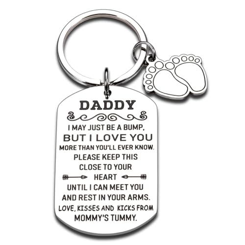 Dad to Be Gifts for 1st Time Dad, New Dad Gifts from Baby, Cute Keychain Valentines Day Gifts for New Dad, First Time Dad Gifts, Baby Shower Announcement Gifts, Pregnancy Gifts for Expecting Dad