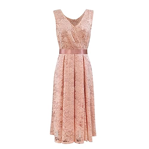 FASLOLSDP Kleid Kleid Ärmelkleid Kurz Elegant Party Blumen Damen Cocktail...