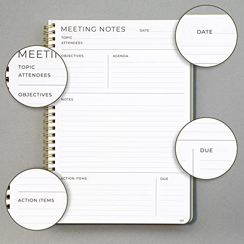 Simplified Meeting Notebook For Work Organization - Easily Take Notes And Keep Agendas On Track - The Perfect Office Planner Supplies For Women & Men To Professionally Manage Business Projects #TOP4