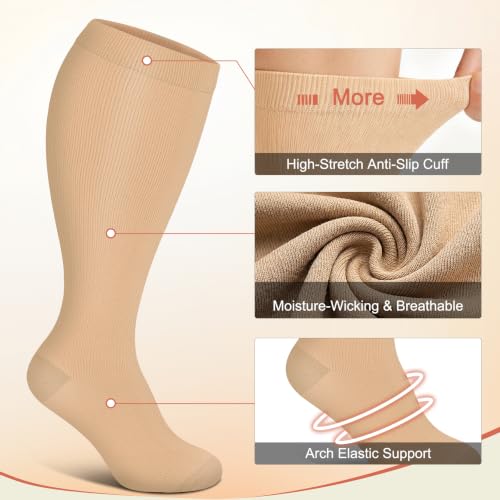 Image of Graduated Copper Compression Socks for Women Men Circulation 20-30mmhg-Best Support for Running,Nursing,Hiking
