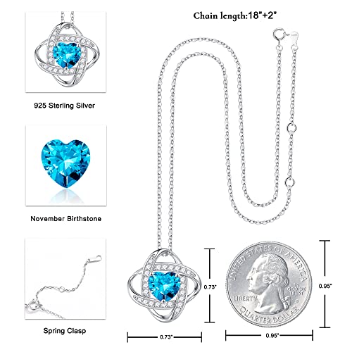 November Birthstone Necklace Gifts For Women, Sterling Silver Birthstone Jewelry Blue Topaz Necklace Mothers Valentines Day Gifts For Her Anniversary Birthday Christmas Gifts For Mom Wife Girlfriend #TOP3