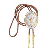 GelConnie Cow Head Bolo Tie Rodeo Cowboy Tie Gold Brown Bolo Tie for Men Women Western Necktie Southwest Style Bola