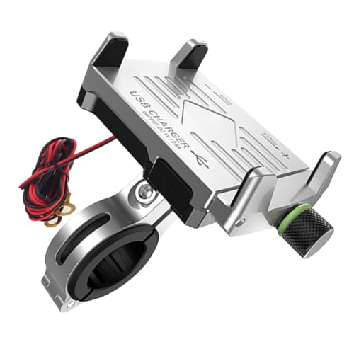 iplusmile Soporte Móvil para Moto con Cargador USB Rápido y Luz Indicadora Teléfonos de Protección Antideslizante y Carcasa de Aluminio Resistente Compatible con Motocicletas y Bicicletas