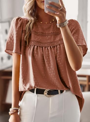Image of Falechay Womens Summer Tops Flowy Boho Shirts Dressy Casual Short Sleeve