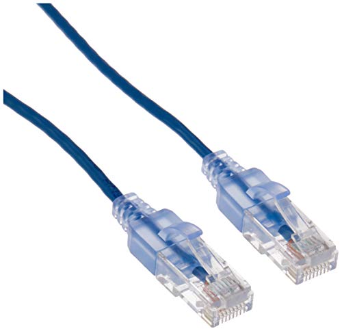 Image of Monoprice Cat6A 20ft Blue 10-Pk Patch Cable UTP 30AWG 10G Pure Bare Copper Snagless RJ45 SlimRun Series Ethernet Cable