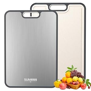 Titanium Cutting Board for Kitchen, Cutting Board Double Sided Food Grade, Pure Titanium and Wheat Straw PP, Easy to Clean Large Size 16”×11”