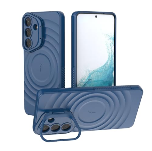 Image of LuxuryKase Shockproof Case for Samsung Galaxy S26 Plus | Ripple Pattern | Camera Protection | Inner Velvet Fabric Lining | Protective Cover with Enhanced Grip & Wireless Charging Support - Blue