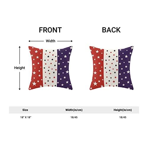 4Th Of July Pillow Covers 18X18, Memorial Day Patriotic Outdoor Decorative Throw Pillows For Couch, Red Blue White Star Decor Cushion Cover 2 Pcs American Flag Linen Pillowcase For Bed Car Safa #TOP3