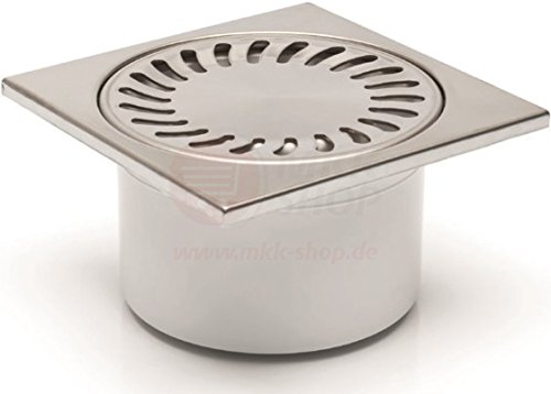 Senkrechter Bodenablauf Edelstahl Dusche Duschablauf 150 x 150 mm DN 50/84 mm Einbautiefe Ablaufgarnitur 321N Geruchsverschluß Siphon Flach Badablauf Duschrinne 15 x 15 cm rostfrei
