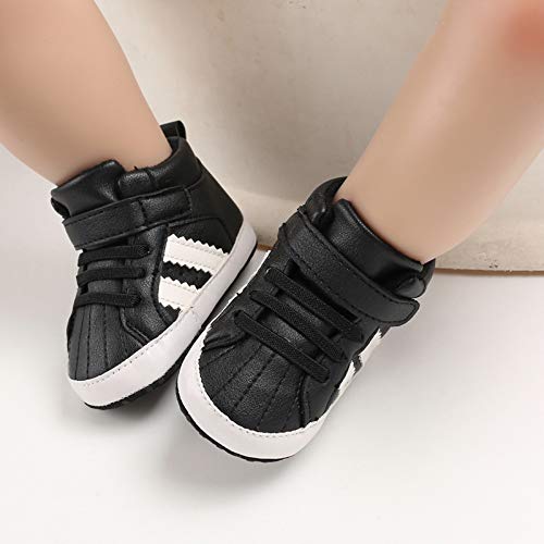 Babelvit Infant Baby Boys Girls Sneakers Newborn PU Leather Soft Non Slip Sole Hook Loop Casual High Top Crib Shoes Toddler Unisex Prewalker First Walkers Shoes