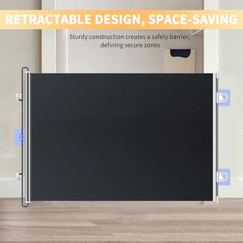 Türgitter Hunde Treppengitter Hund,50 * 125cm Hundegitter Wohnung,Treppenschutzgitter Ausziehbar für Schlafzimmer Balkon Küche,Türschutzgitter Ausziehbar,Kratzfest Titansilberfarbenes Gewebe