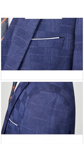 Pulcykp (Jackets+Vest+Pant) Checkered Men Suits for Wedding 3 Piece Formal Business Groom Suit Tuxedos3