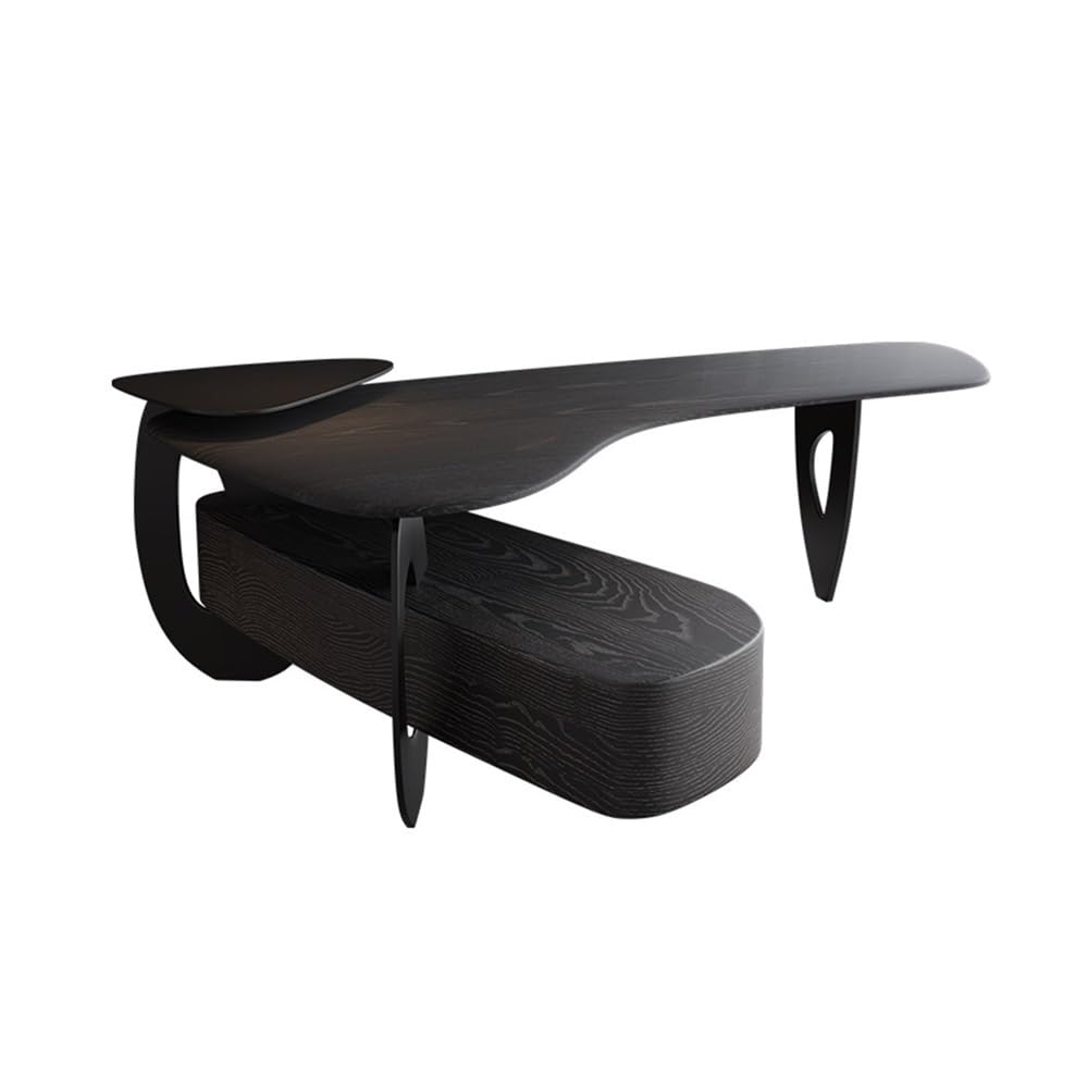 Standing Desk Modern Corner Executive Office Desk with Side Cabinet Large Writing Table PC Workstation with Storage Black