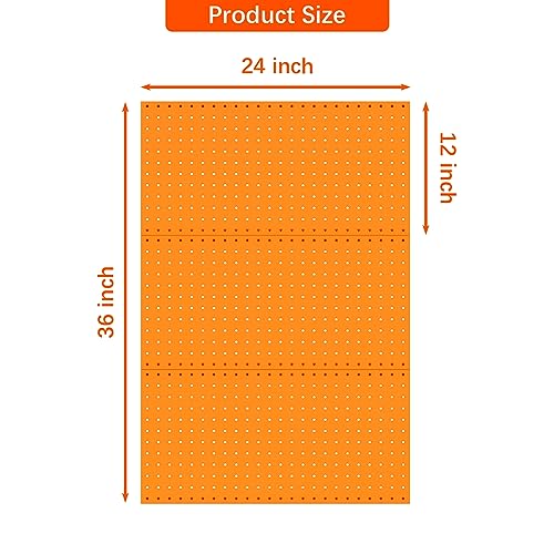 Image of TORACK 3 PCS Metal Pegboard Panels(12x24 inch) for Wall Garage Tools Storage Pegboard for Workbench, Modular Peg Board Tool Organizer Board Kit(Pack of 3, Orange)
