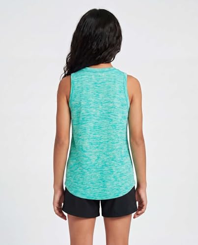 Image of Real Essentials 4 Pack: Girls' Dry-Fit Active Tank Top - Gym Running Workout Athletic Shirt for Kids Teens Youth