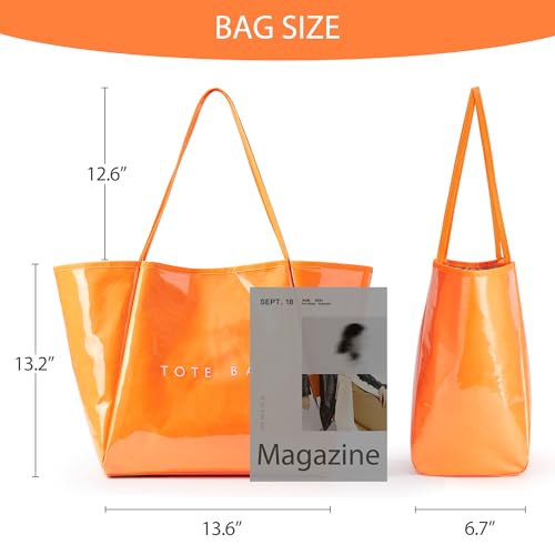 Image of KALIDI PVC Tote Women Weekender Bag Large Shopper Handbag Oversize Shoulder Travel Purse