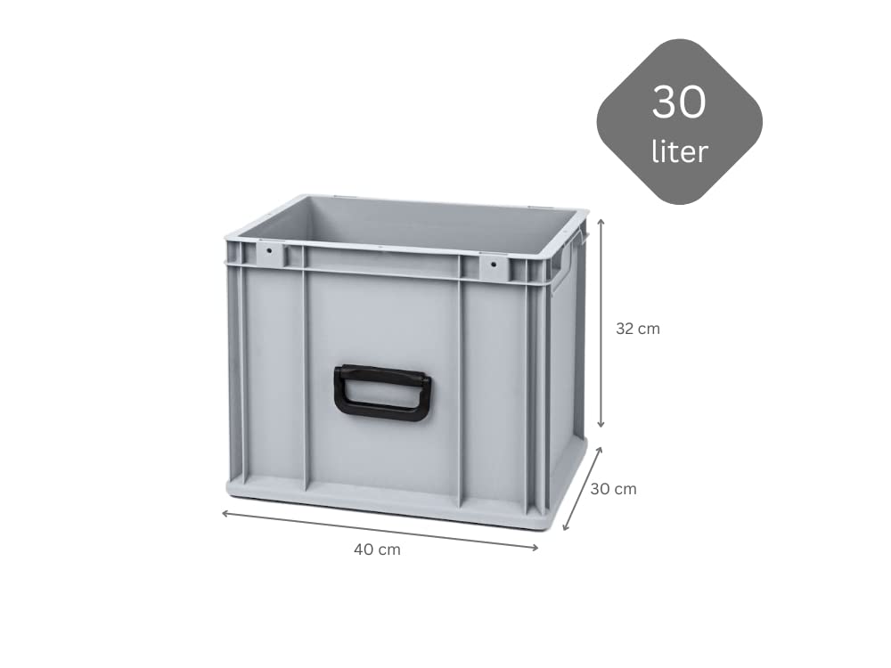 SuperSparSet 4x Eurobox NextGen Portable Uno | HxBxT 32x30x40cm | 30 Liter | Eurobehälter, Transportbox, Transportbehälter, Stapelbehälter