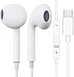 Fones De Ouvido Com Fio Tipo C Microfone Integrado Compativel iPhone 15 15 Pro 15 Pro Max 16 16 Pro Max Com Fio Fones Estéreo Compatíveis ANDROID LG Qualidade Premium