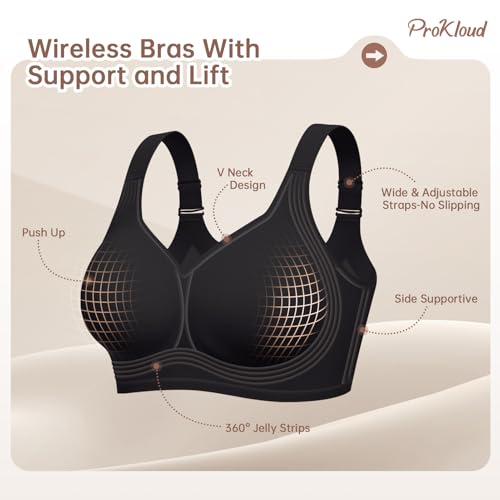 Image of ProKloud Jelly Bras for Women No Underwire Wireless Bra with Support and Lift Full Coverage Plus Size Comfy Seamless Bra