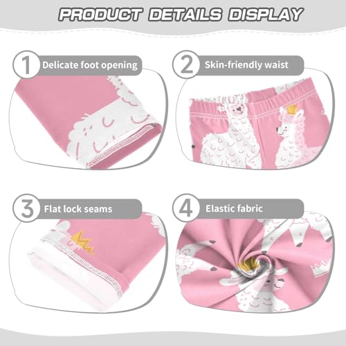 Alpaca with Crown Girls Leggings,Workout Leggings for Girls Toddler Athletic Legging Size for 3-10T3