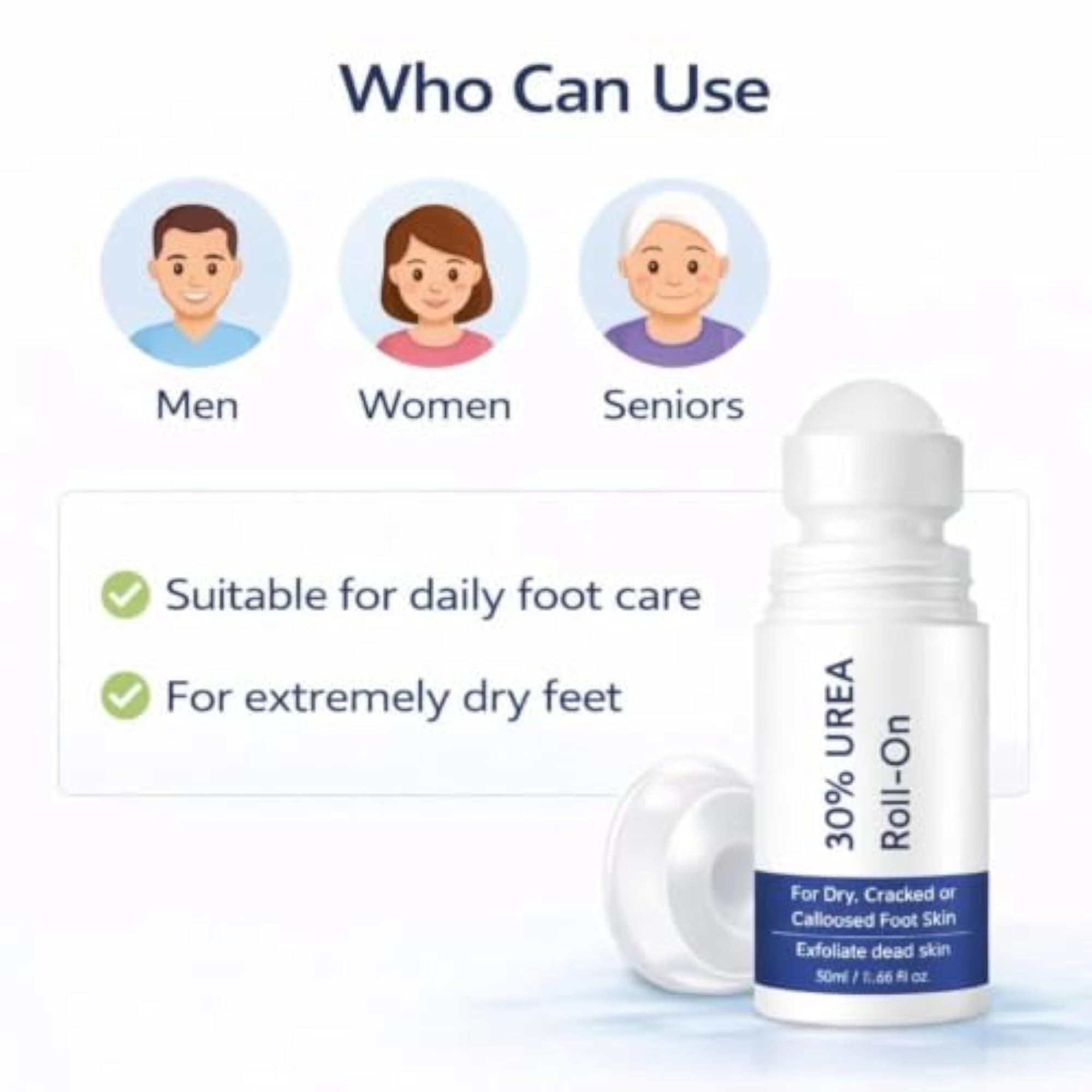 AGE18'S Urea Foot Cream Roll On for Cracked Heels, Deep Moisturizing